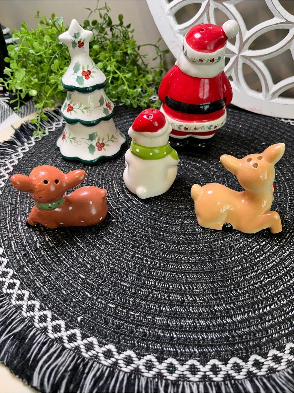 Holiday Ceramic Salt & Pepper Figurines - Set of Five